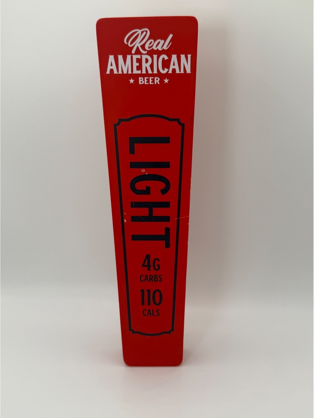 Real American Beer Light Red Draft Tap Handle 110 Calories Kegerator